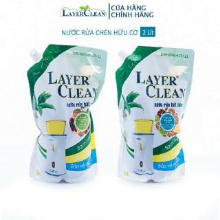Combo 2 bịch nước rửa chén bát hữu cơ Layer Clean túi 2L( hương hồng+ hương quýt)