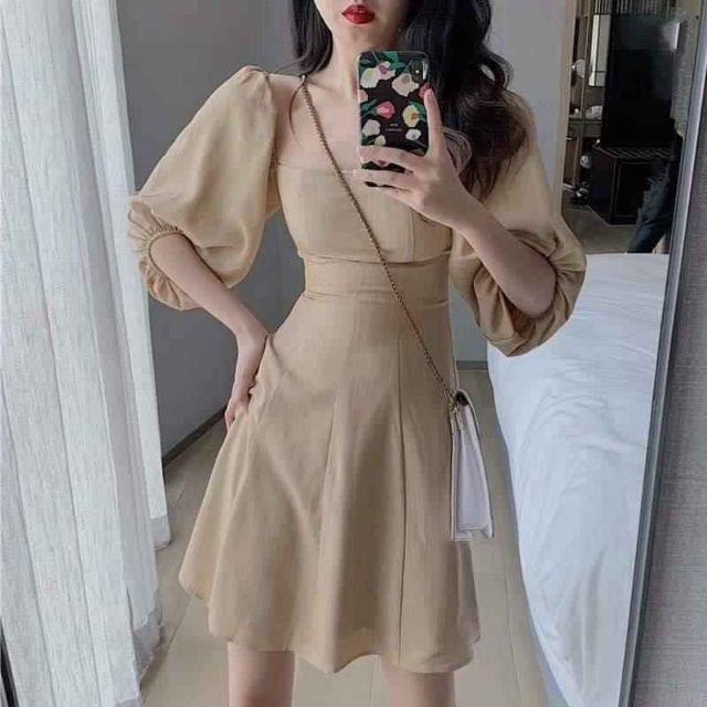 Đầm xòe tay phồng nhiều màu