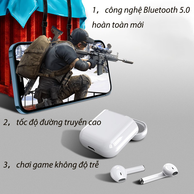 Tai nghe bluetooth i12 TWS 5.0 siêu nhạy Gaming ko dây không dây chống ồn Cho android IPhone #08