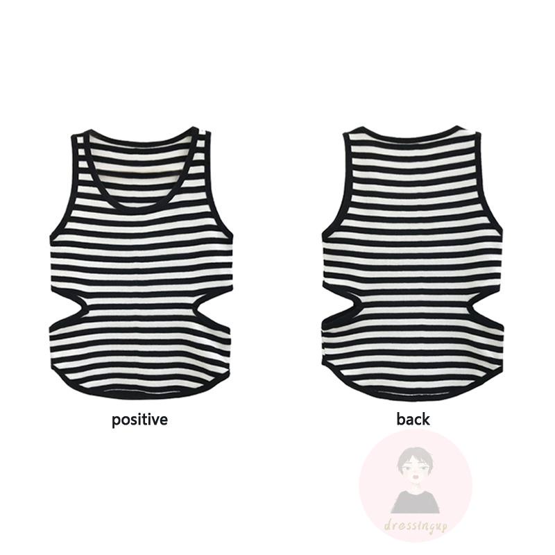 Áo Croptop Sát Nách Cổ Tròn Họa Tiết Kẻ Sọc Thời Trang Mùa Hè Cho Nữ