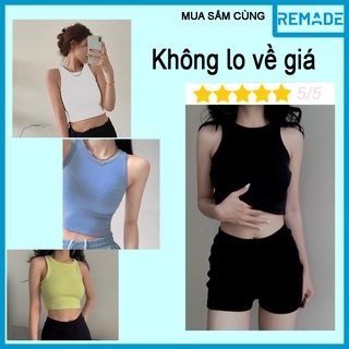 Áo ba lỗ nữ thun gân tăm basic_remade_ ao137