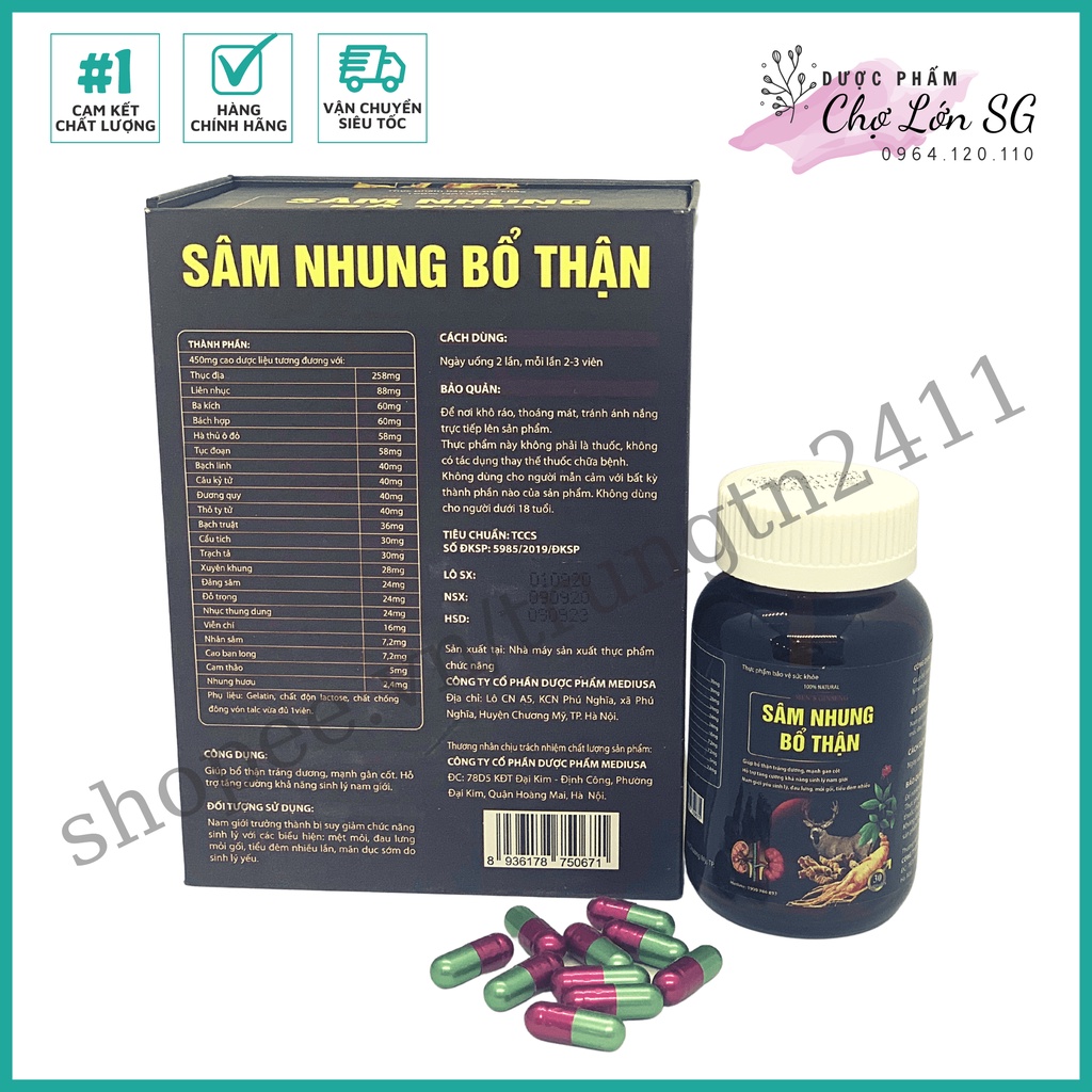 [CHÍNH HÃNG] Viên uống tăng cường sức khỏe nam giới SÂM NHUNG BỔ THẬN - Chai 30 viên