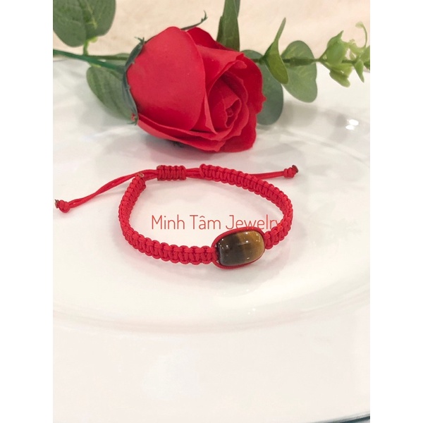 Vòng tay lu thống mắt hổ nâu vàng mệnh Thổ,Kim may mắn-Minh Tâm Jewelry