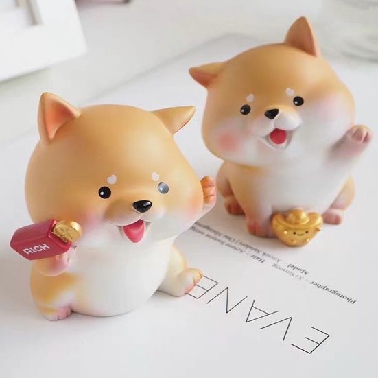 Tượng chó shiba may mắn, tài lộc để làm quà tặng, trang trí bàn học, bàn làm việc, taplo ô tô Mee Store