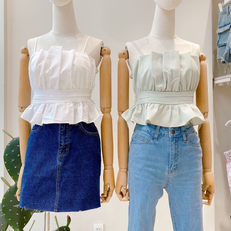 Áo Croptop bèo nhún cúp ngực bo lưng l1 -12