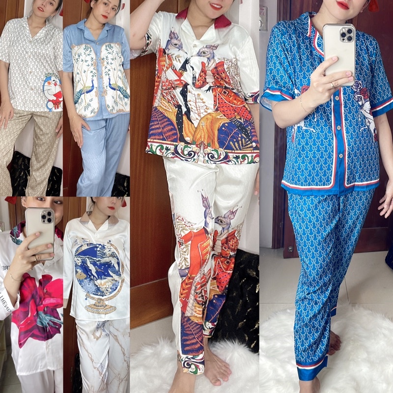 Đồ bộ pijama LỤA XƯỚC tay ngắn quần dài - tay dài quần dài hàng thiết kế QCCC