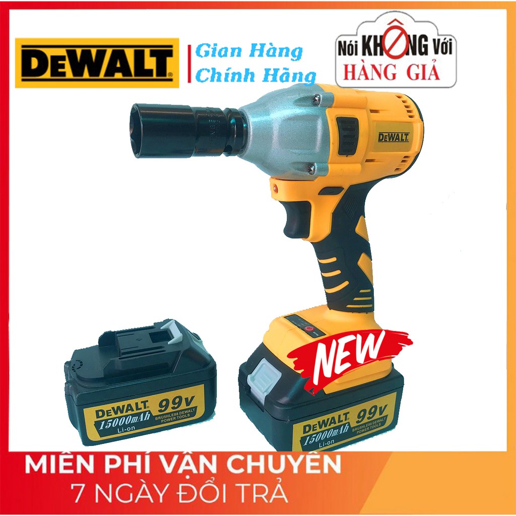 Siết bulong DEWALT 99V 2 pin không chổi than 100% đồng - Máy xiết Bu Lông TẶNG Full phụ kiện [CAM KẾT CHÍNH HÃNG]