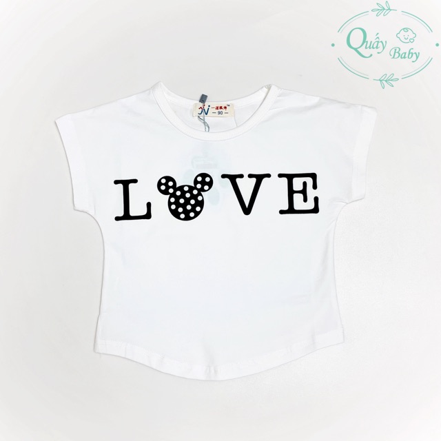 Áo thun cánh dơi màu trắng chữ love cho bé gái