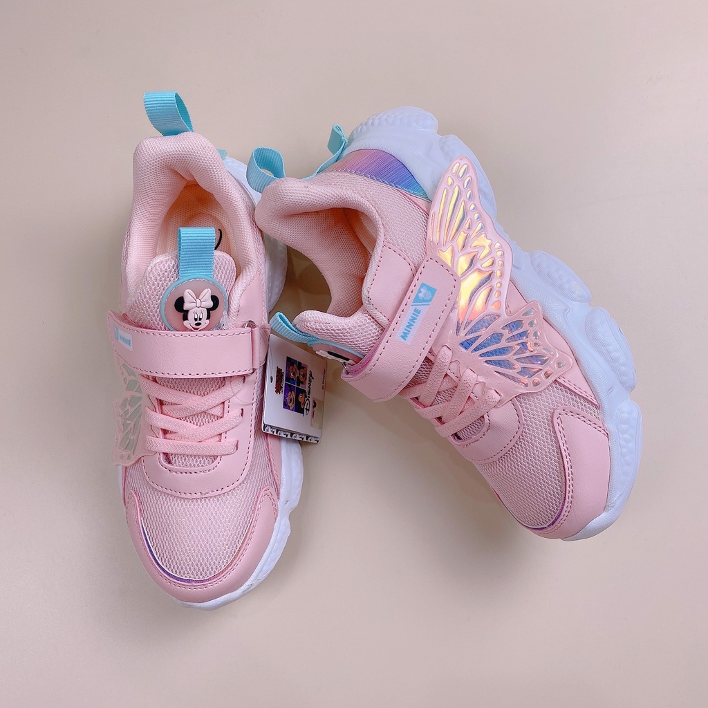 Giày Sneaker Disney Minnie cánh thiên thần 3 màu hồng / ghi / tím size 26 -37