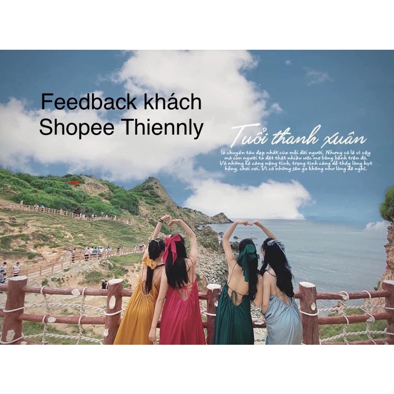 ( Ảnh thật ) V0324 Váy maxi lụa hở lưng dáng xoè rộng kèm khăn turban
