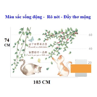 Decal giấy dán tường [MẪU MỚI] Decan Mèo Cưng