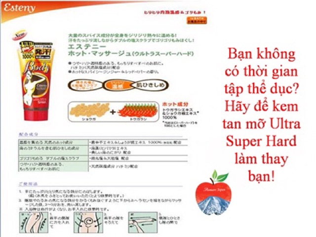🔥🌶Kem Tan Mỡ Bụng Nhật Bản ESTENY HOT MASSAGE BODY ULTRA SUPER HARD 240G🌶🔥