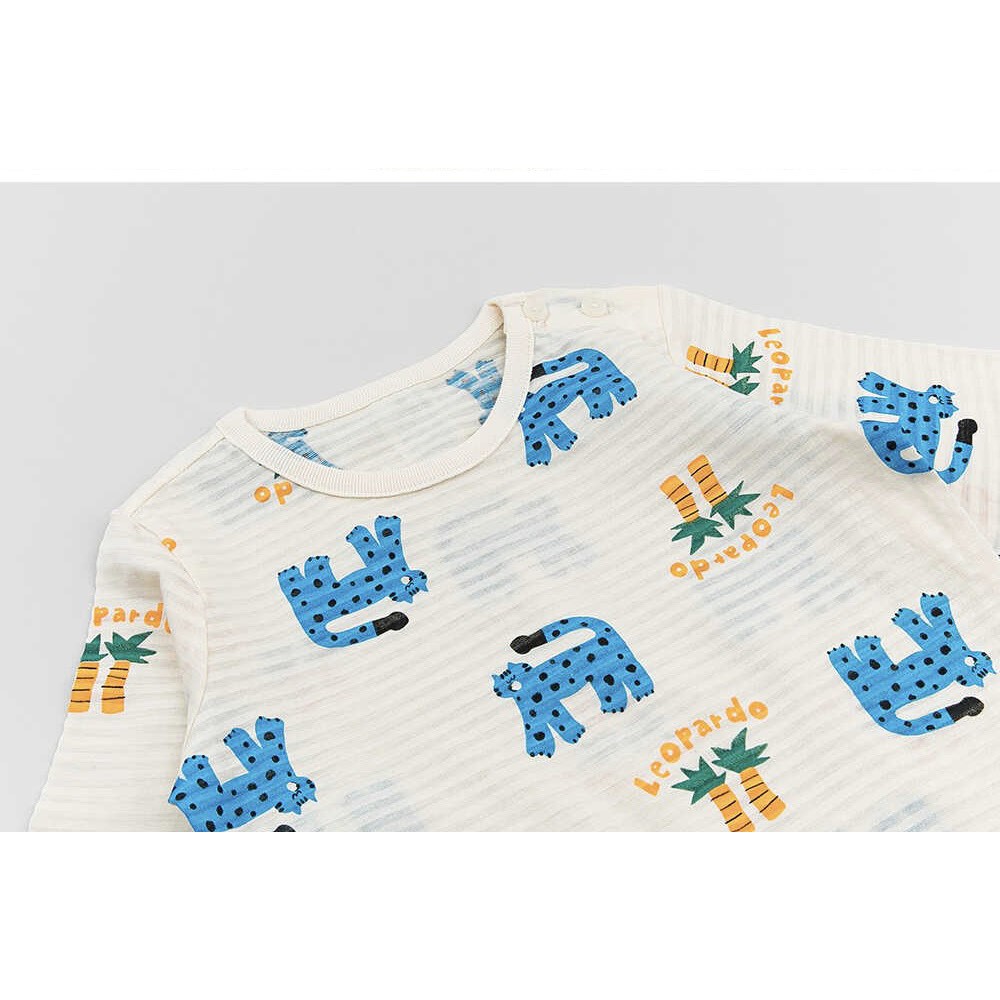 BỘ LỬNG CAO CẤP BÉ TRAI CỦA HÃNG CORDII, CHẤT COTTON GIẤY ORGANIC, MẪU CON BÁO XANH