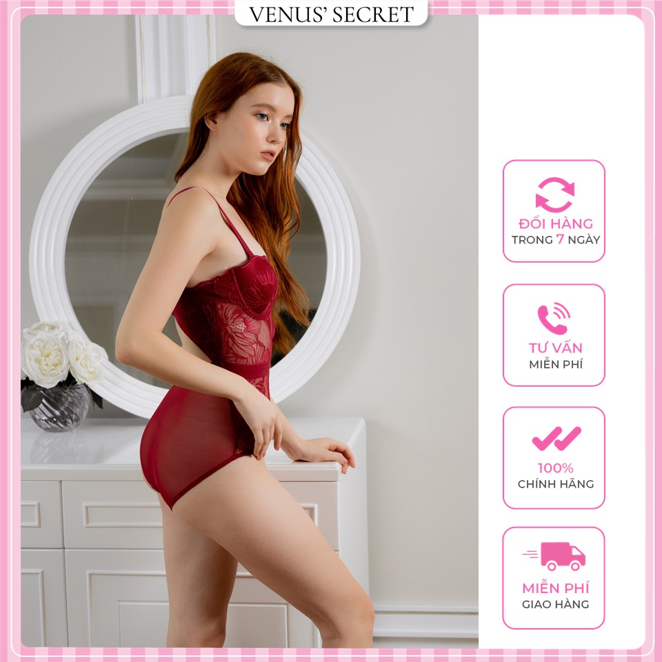 Bodysuit nữ thêu ren có gọng, mút nâng ngực và chốt cài lưng gợi cảm VENUSSECRET | BigBuy360 - bigbuy360.vn