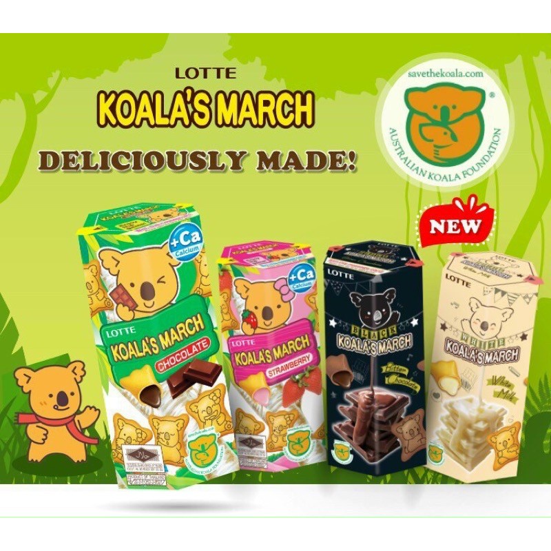 Bánh gấu nhân kem Lotte Koala's March Thái Lan - Lốc 6 Hộp