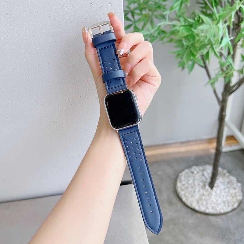 Dây Da Đồng Hồ Thông Thoáng Chất Lượng Cao 45MM 41MM 40MM 44MM 42MM 38MM Cho Galaxy Series 7 6 SE 5 4 3 2 1 2023