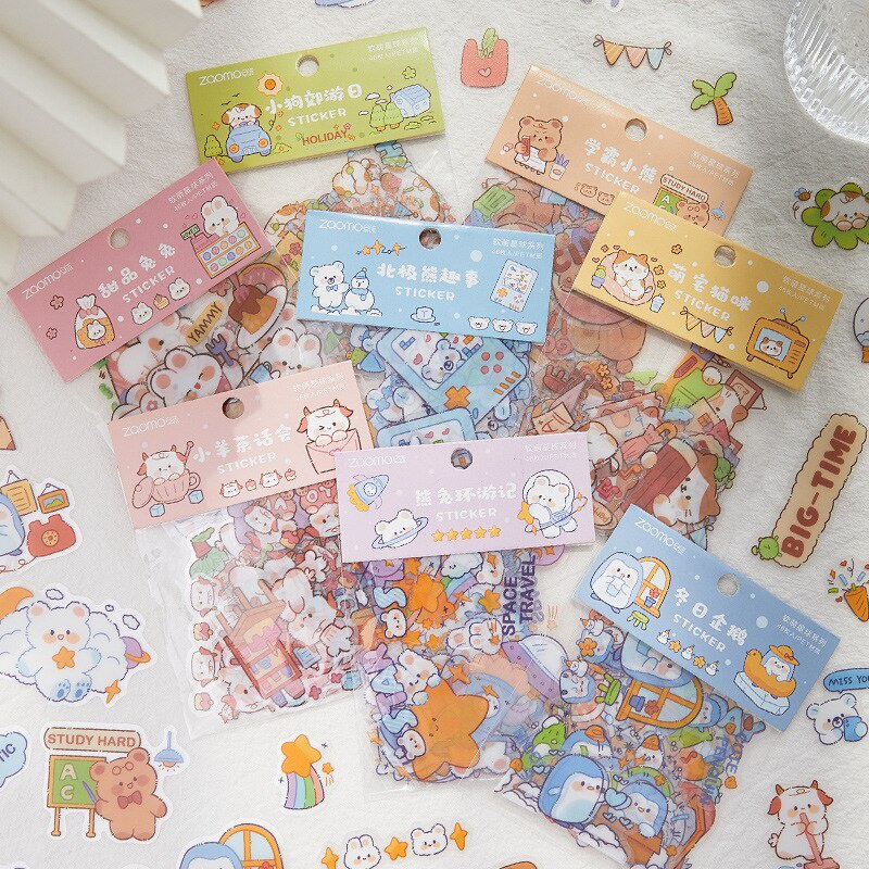 Set 40/46 miếng dán trang trí họa tiết động vật hoạt hình đáng yêu