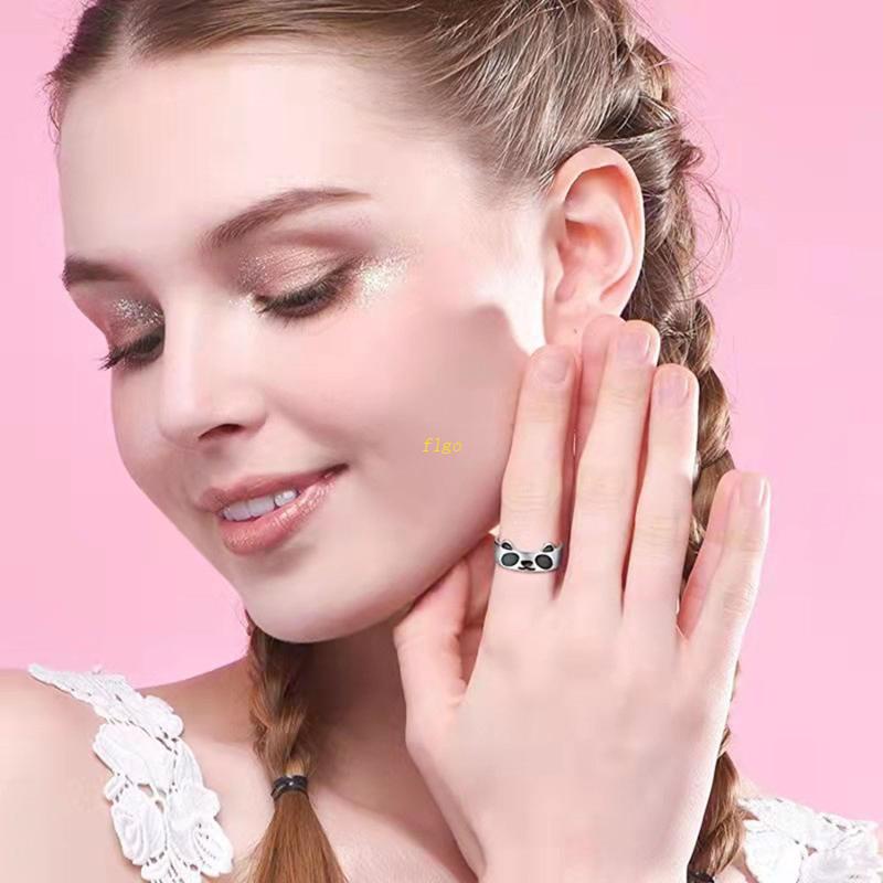 Nhẫn Hình Gấu Trúc Dễ Thương Có Thể Điều Chỉnh Dành Cho Nữ