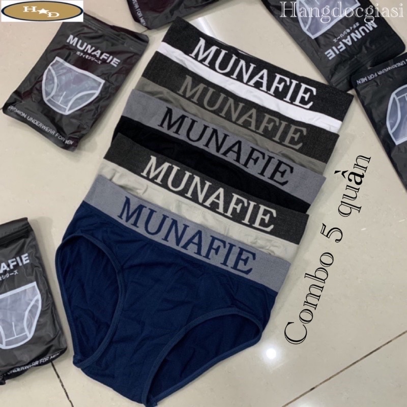 Combo 5 Quần Lót Nam Tam Giác MUNAFIE Thun Cotton Mềm Mại Thoáng Mát Co Giãn Tốt