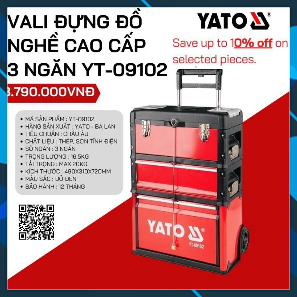 Đồ Nghề Yato Balan. Vali đựng đồ nghề di động 3 ngăn Yato YT-09102