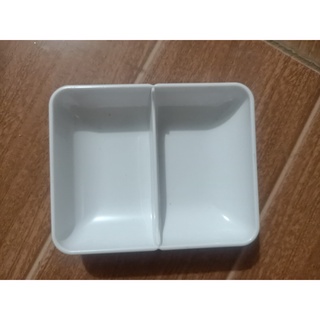 Sét 10 chiếc Đĩa chấm nhựa phíp 2 ngăn trắng