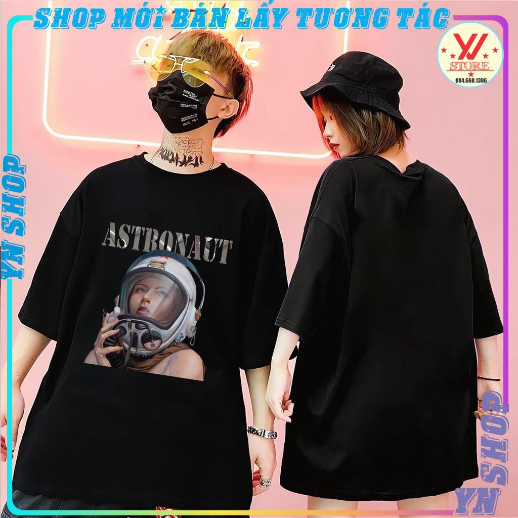 Áo thun tay lỡ cô gái phi hành gia, áo phông ,T-shirt nam nữ form rộng unisex phong cách ulzzang
