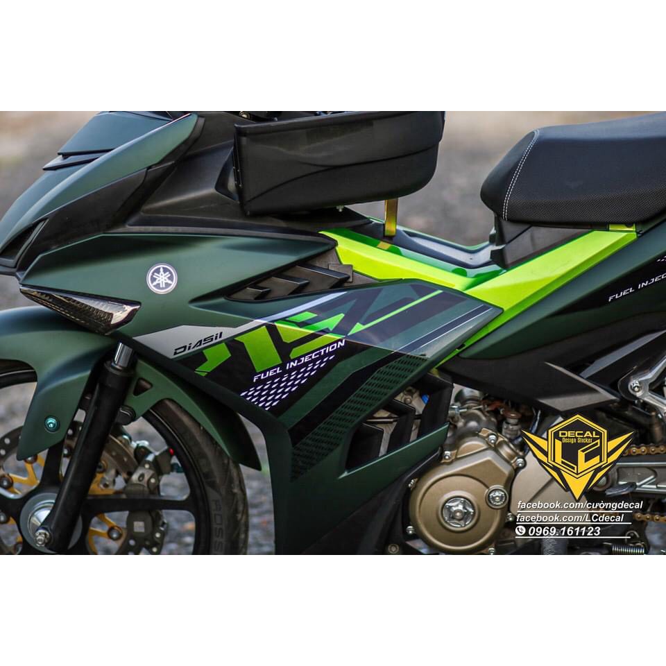 tem rời dán xe exciter 150 xanh xám nhám y15zr