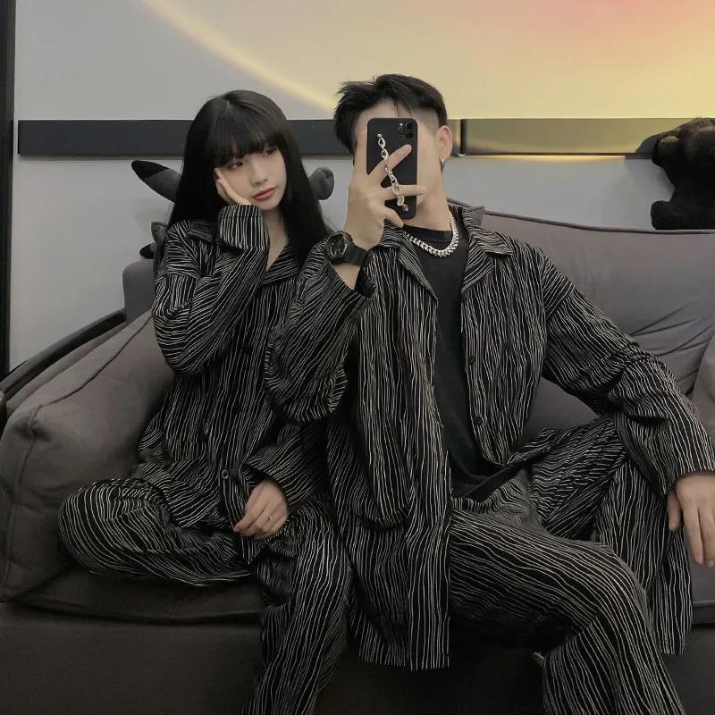 Bộ đồ ngủ cotton tay dài phong cách Nhật Bản thời trang xuân thu dành cho cặp đôi với nhiều loại tùy chọn n2wf