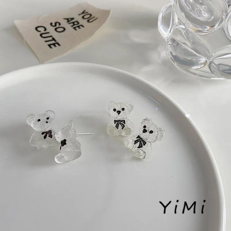 Bông Tai Hình Gấu Bằng Nhựa Acrylic Trong Suốt Thiết Kế Đơn Giản Thời Trang Cho Nữ