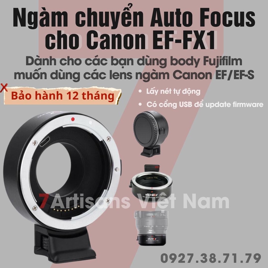 Ngàm chuyển Auto Focus AF Viltrox EF-FX1 và 7Artisans EF-FX dành cho máy ảnh Fujifilm dùng lens của Canon EF