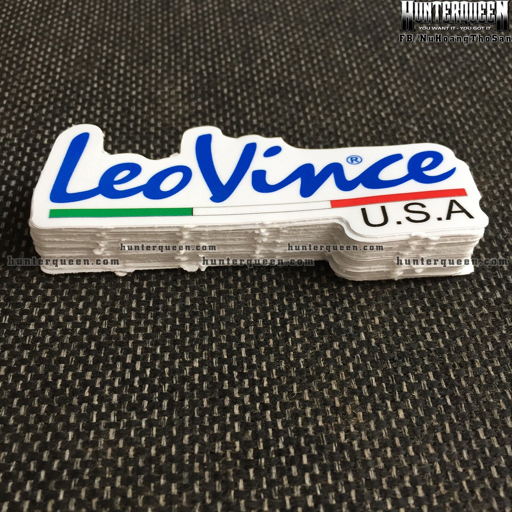 LEOVINCE[9x3.6cm] decal cao cấp chống nước, sắc nét, bền màu, dính chặt. Hình dán logo trang trí, in theo yêu cầu