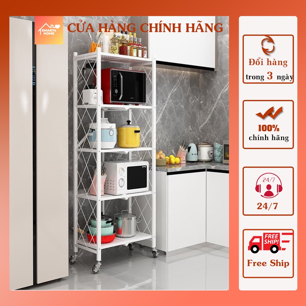 Kệ Để Đồ Gấp Gọn Sơn Tĩnh Điện, Kệ Đa Năng 4-5 Tầng Có Bánh Xe Để Nhà Bếp Phòng Khách trang trí nhà cửa