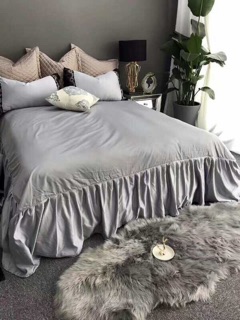 SET LỤA SATIN REN GHI HÀNG CAO CẤP