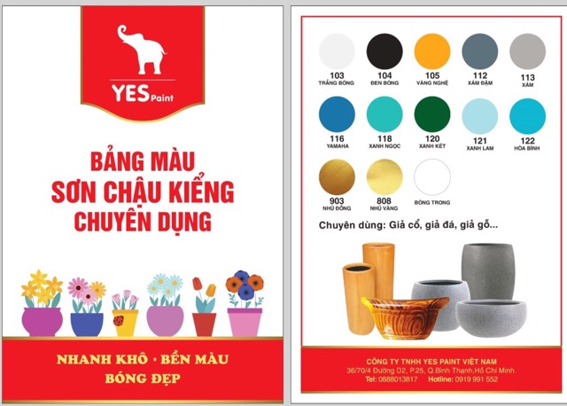 Sơn Chậu Kiểng 1K Yespaint Đủ màu 800gr