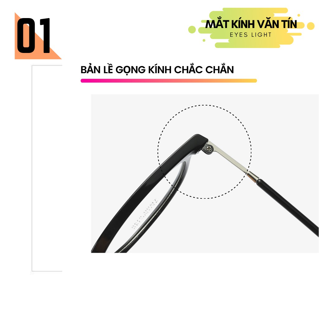 Gọng kính cận Eyes Light T8148 nam nữ mắt kính tròn càng nhựa pha kim loại nhiều màu | BigBuy360 - bigbuy360.vn