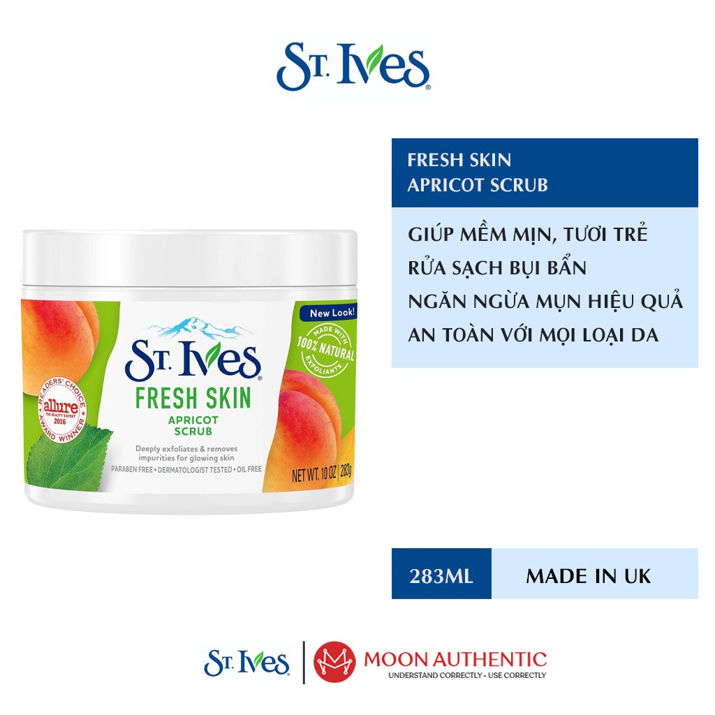 Kem tẩy tế bào chết toàn thân hương mơ St.Ives Fresh Skin Apricot Scrub (283g)