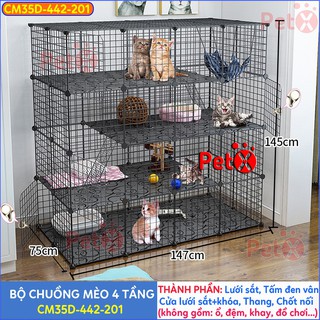 *RẺ NHẤT SHOPEE*Chuồng mèo 4 tầng lưới sắt sơn tĩnh điện giá rẻ đẹp lắp ghép đa năng đơn giản có mái nuôi 2-3-5 thú cưng