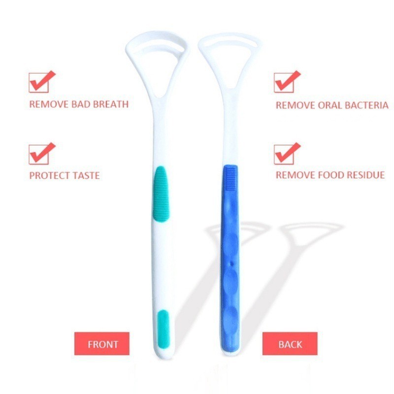 Set 2 Dụng Cụ Làm Sạch Lưỡi Bằng Silica Gel Chăm Sóc Răng Miệng