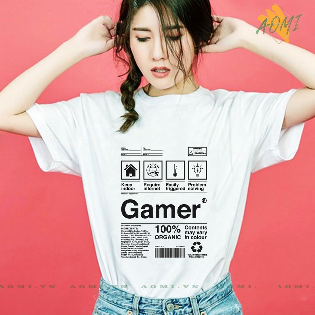 ÁO THUN UNISEX AOMI GAMER WORK NGHỀ NGHIỆP GAME THỦ TAY NGẮN TAY LỠ NAM NỮ CHẤT LƯỢNG CAO