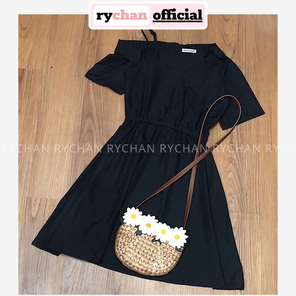 [ẢNH THẬT CUỐI] DX019 - Đầm Xòe Sơ Mi Lệch Vai Gợi Cảm Đầm Trễ Vai Dạo Phố