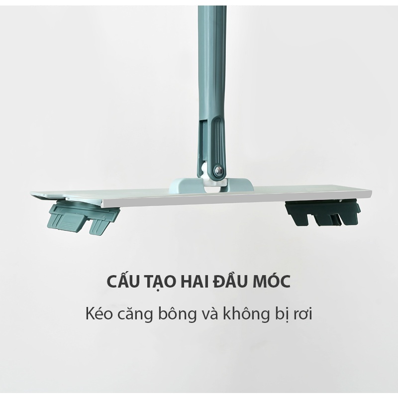 Bộ cây lau nhà tự vắt tách nước bẩn thông minh Daba, cây lau nhà cao cấp size lớn 38cm kèm 2 miếng bông lau