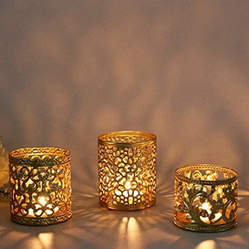 Giá Đỡ Đèn Cầy Bằng Sắt Thiết Kế Đục Lỗ Độc Đáo Trang Trí Nhà Cửa /