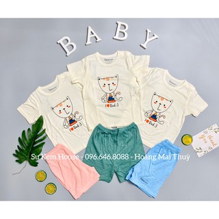 Bộ quần áo cài vai cộc tay hình mèo Fathercare FC522