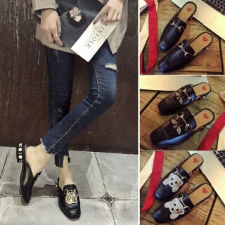 Dép sục nữ đế trái tim thêu hình thú ngộ nghĩnh