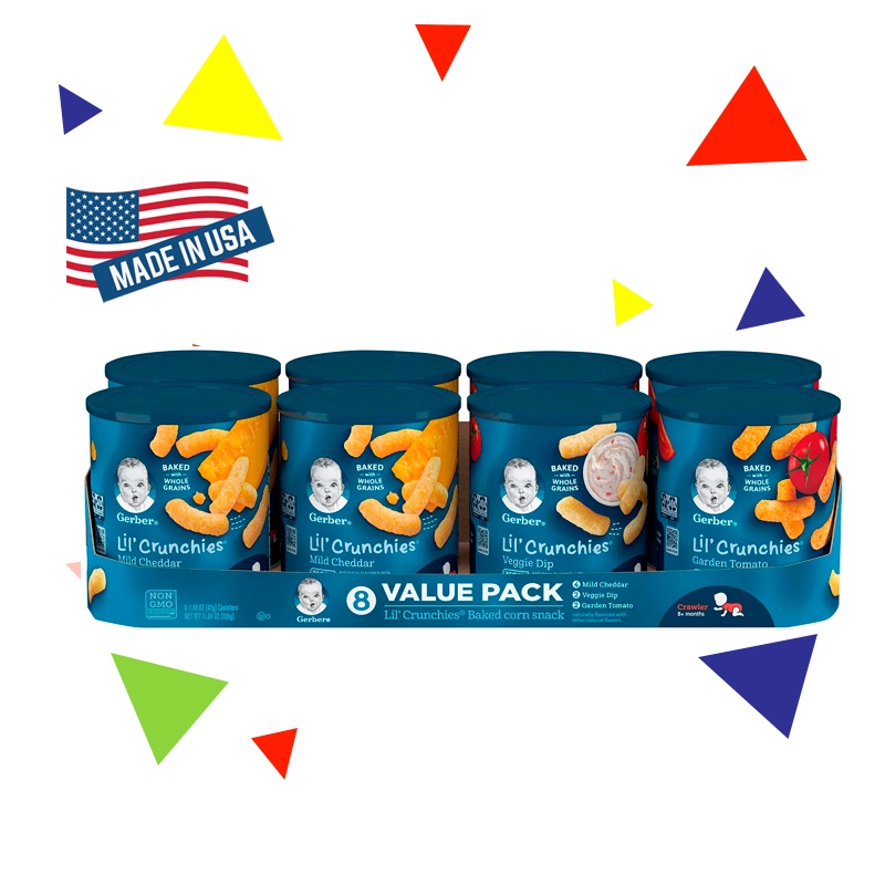Bánh Gerber lùn Lil' Crunchies Dạng Que - Đồ Ăn Dặm Geber Cho Bé Từ 8 Tháng Tuổi - Hàng USA