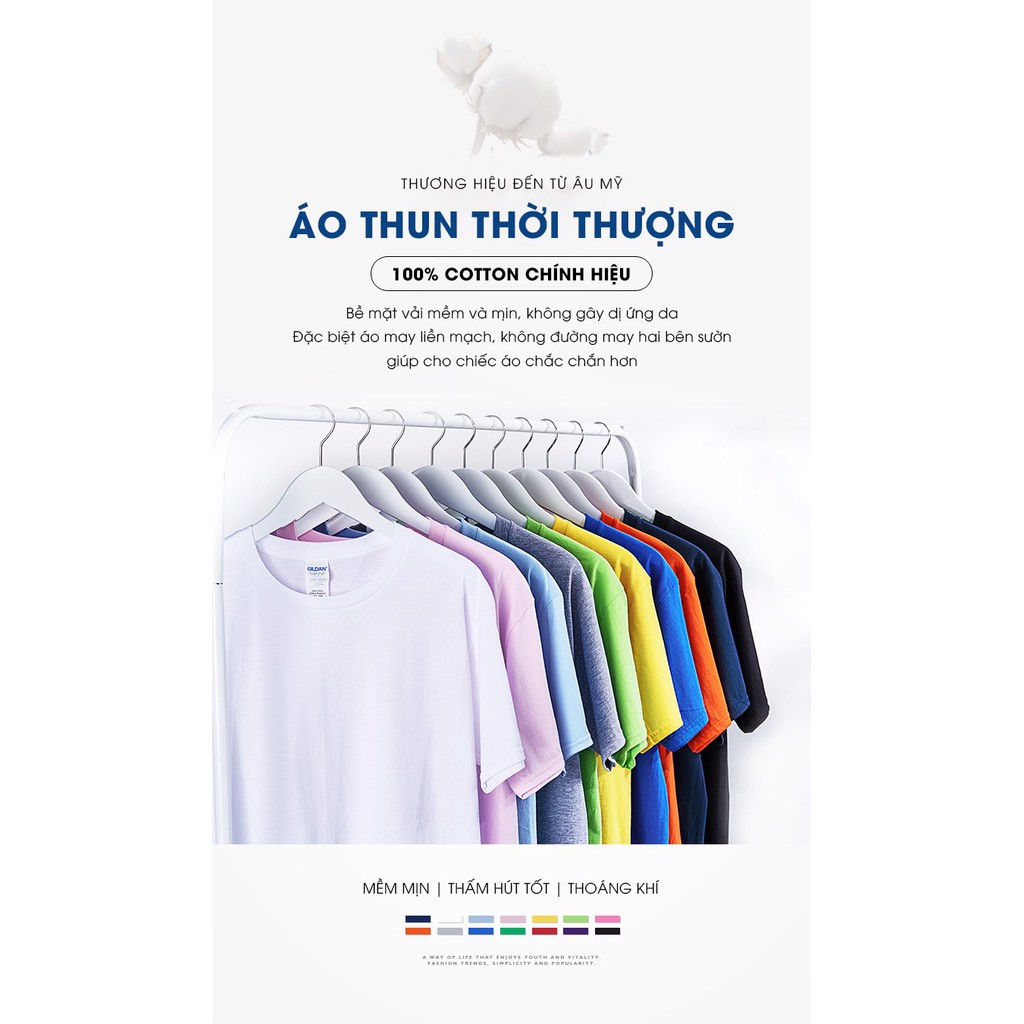 Áo Thun Trơn Gildan Premium Cotton 100% cotton (Từ màu số 2 đến 11)