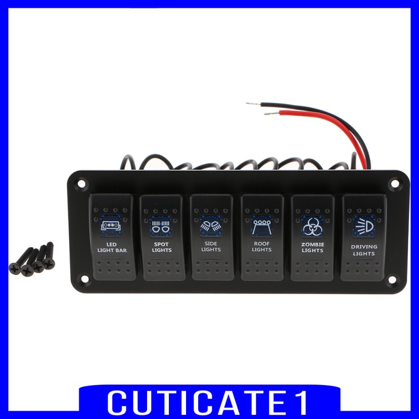 Bảng Công Tắc Điều Khiển 6 Gang 12V / 24V Cho Tàu Thuyền / Ô Tô