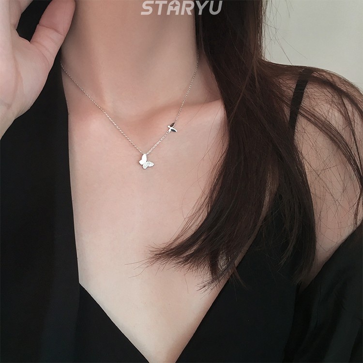 Vòng cổ mạ bạc S925 mặt hình bướm