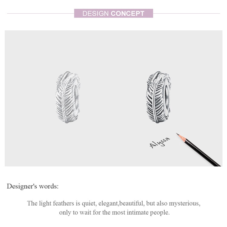 Phụ Kiện Hạt Trang Sức Bamoer Bằng Bạc Hình Lông Vũ Phong Cách Cổ Điển Thời Trang Cho Nữ