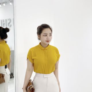 ÁO SƠ MI NỮ TAY CỘC CÔNG SỞ LỤA HÀN